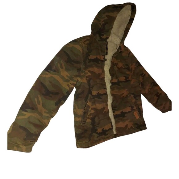 Bass Creek Outfitters Workwear Canvas Sherpa Lined Coat Jacket Size 14/16 Camo - Picture 4 of 9